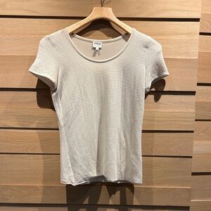Armani Collezioni Ribbed Cream Short Sleeve Tee